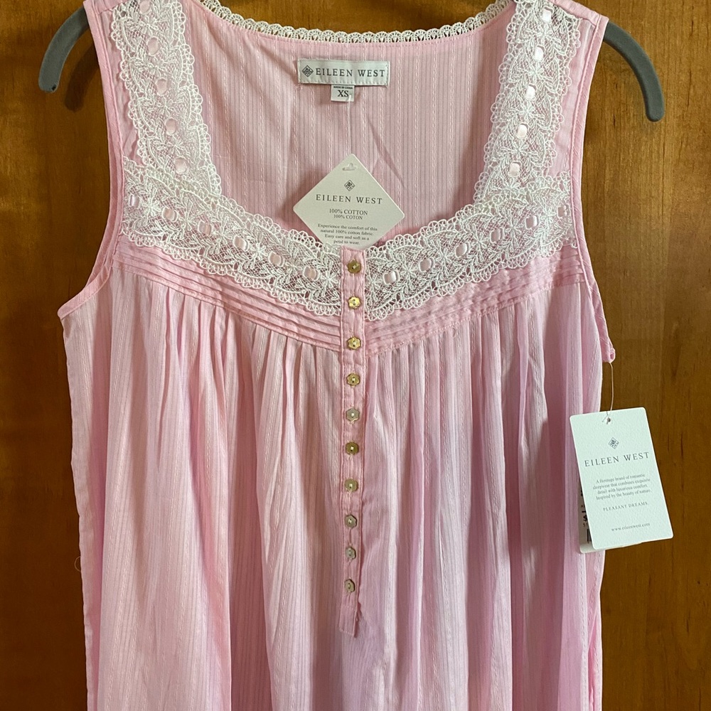 Eileen West Ballet Gown cotton sleeveless nightgown Dobby Stripe